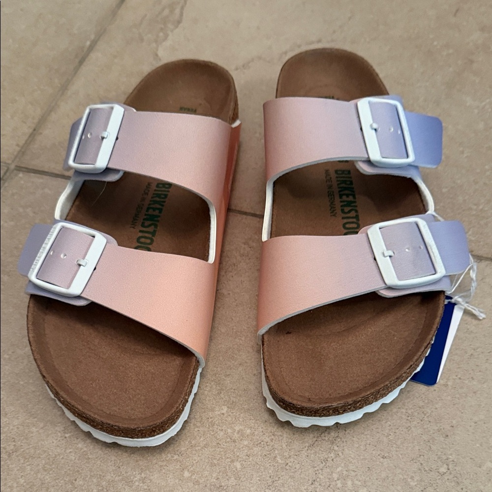 Birkenstock women unicorn Sandals - Pink and Lavender size is 39 vegan